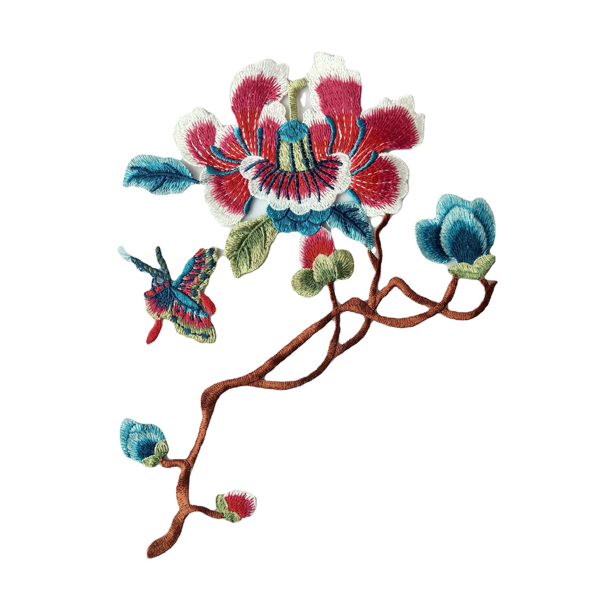 美霓绣品 水溶刺绣蝶恋花精美布贴 帽子配饰服装辅料刺绣花边