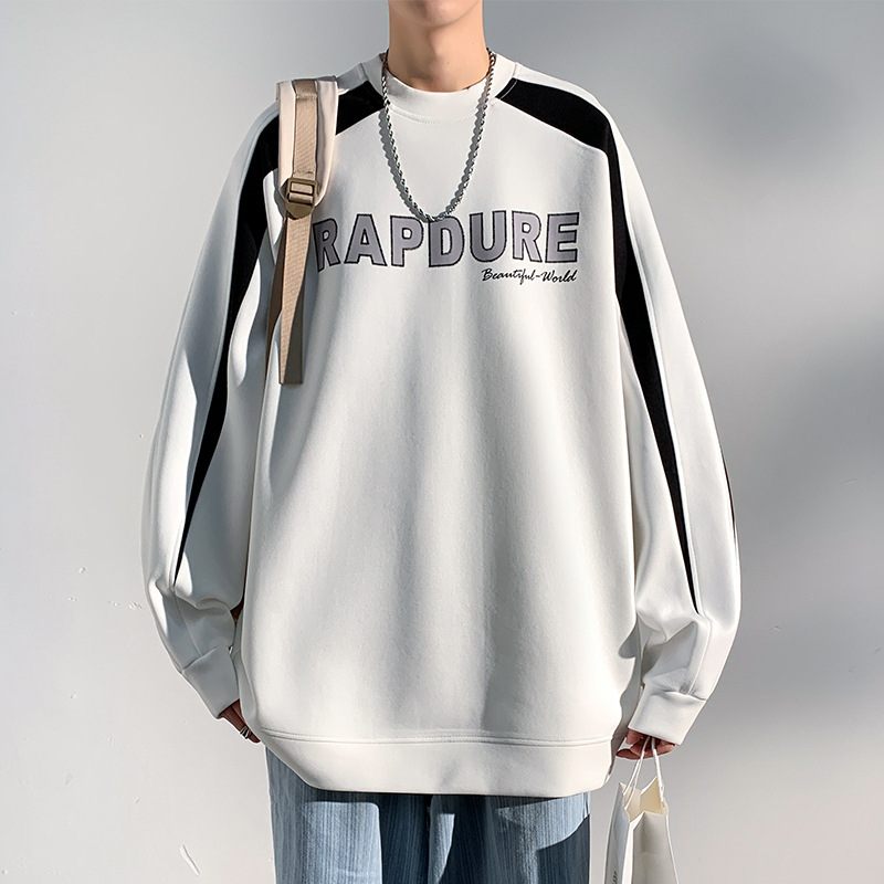 Autumn New round Neck Sweater Men's Loose Hong Kong Style Fashion Loose Casual Top Printed Pullover Youth Fashion