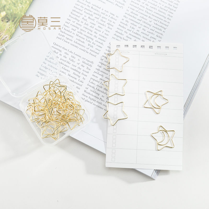 五角星盒装回形针学生整理分类曲别针办公用品彩色金属燕尾夹子061