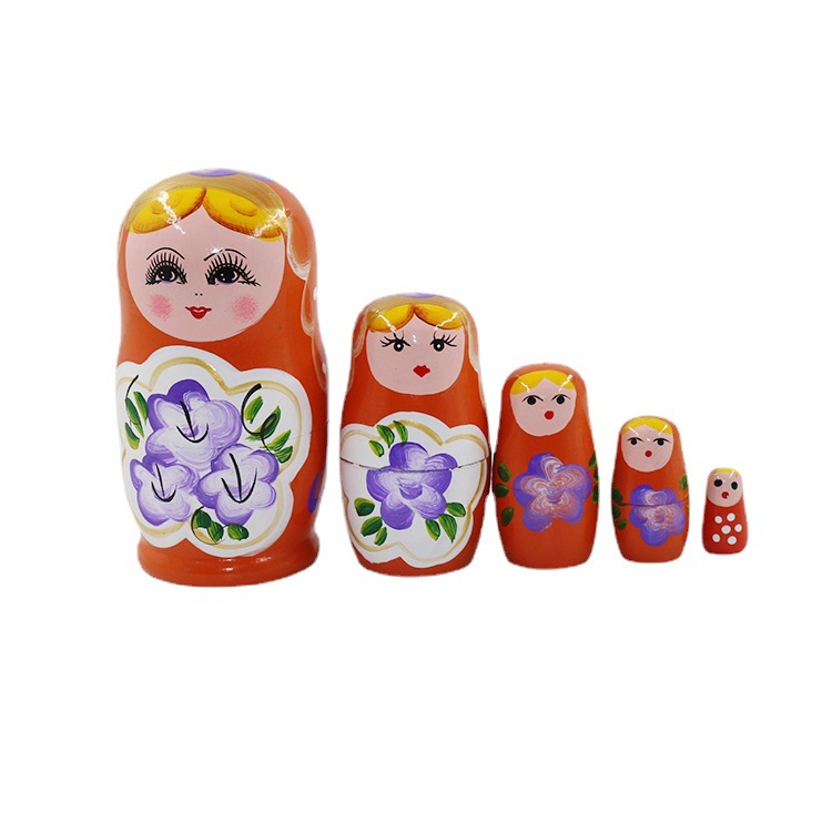 Russia Matryoshka Doll Five-Layer Hand Painted Paint Tourist Attractions Stall Supply Wooden Craftwork Decoration Toys Wholesale