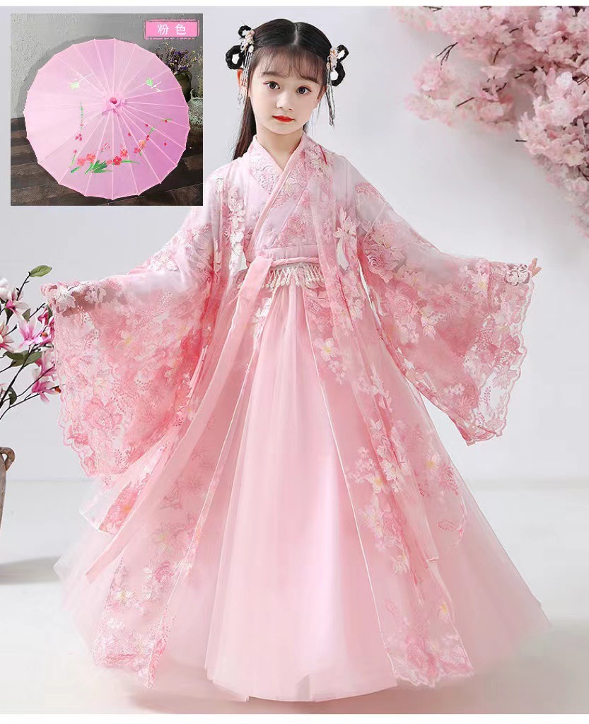 Girls' Han Chinese Costume Chinese Style Summer 2023 Princess Super Fairy Costume Children's Dress Girl's Ancient Style Summer Spring and Autumn
