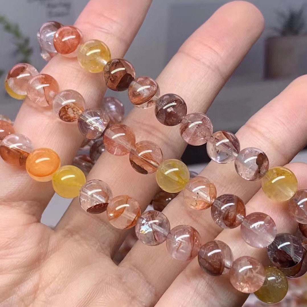 天然胶花多圈手链凤凰鸩羽胶花水晶简约时尚饰品手串晶体通透明亮