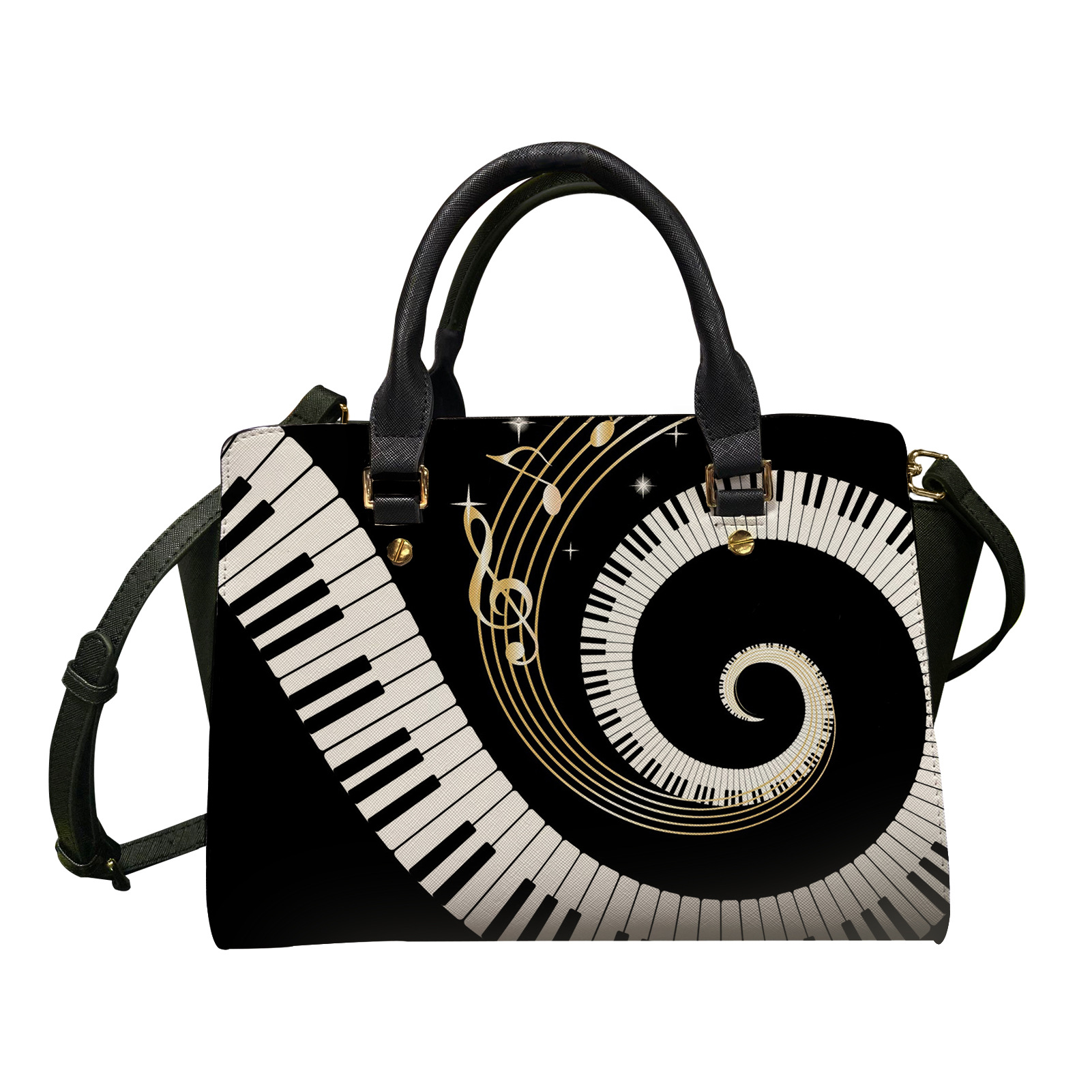 可定制图案女士音乐音符钢琴大挎包斜挎包皮质手提包外贸蝴蝶包