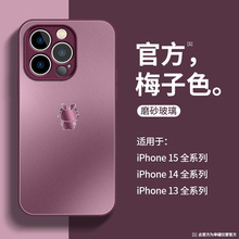 龙年适用苹果15手机壳iphone15pro磨砂玻璃14/13/12/11新款梅子色