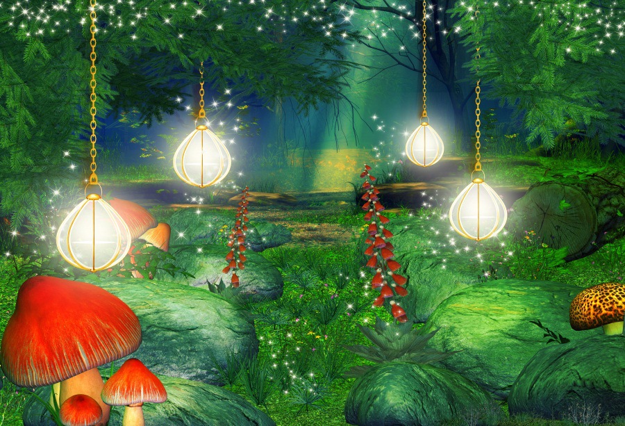 夏天丛林森林仙境童话梦幻外贸跨境新款写真材质摄影背景布影楼