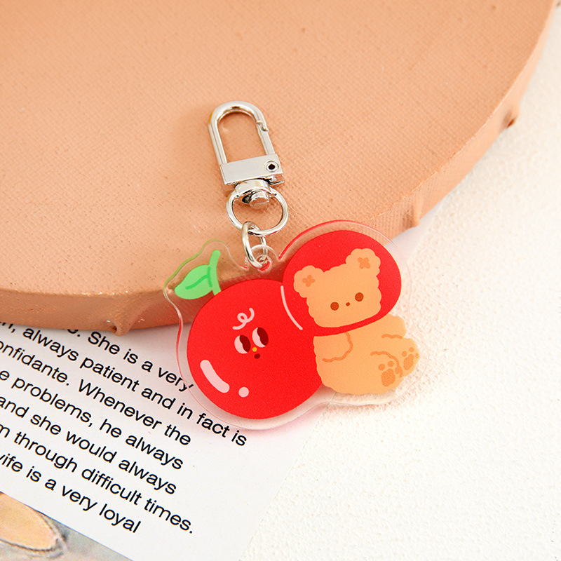 Korean Ins Cute Rabbit Puppy Cartoon Acrylic Keychain Wholesale Pendant Schoolbag Accessories Gift