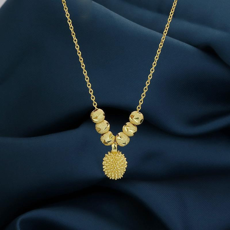 Tiktok Kwai Anchor Supply Wufu Durian Titanium Steel Necklace Female Light Luxury Minority Style Clavicle Chain Xiaohongshu