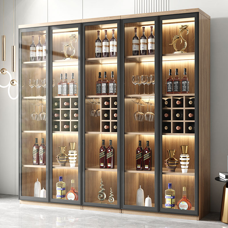 酒柜现代简约轻奢客厅靠墙展示柜储物柜玻璃门酒柜展示柜 家装建