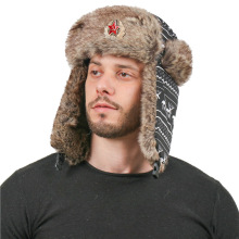 苏联徽章雷锋帽男女户外帽加厚护耳棉帽俄罗斯保暖帽小鹿圣诞帽