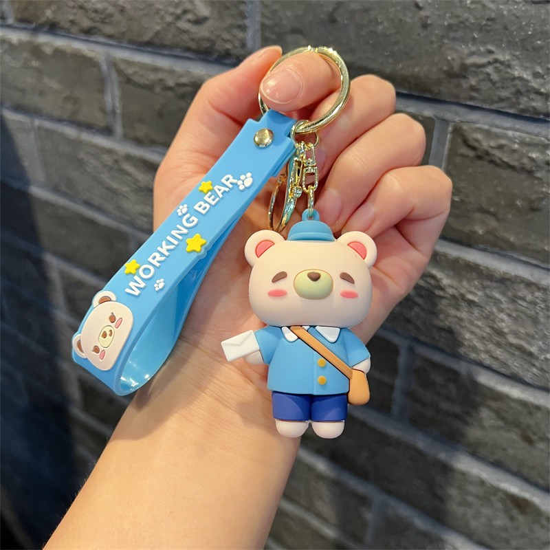 Creative Genuine Work Bear Keychain Cute Talent Bear Magic Bear Chef Bear Key Chain Men and Women's Pendants