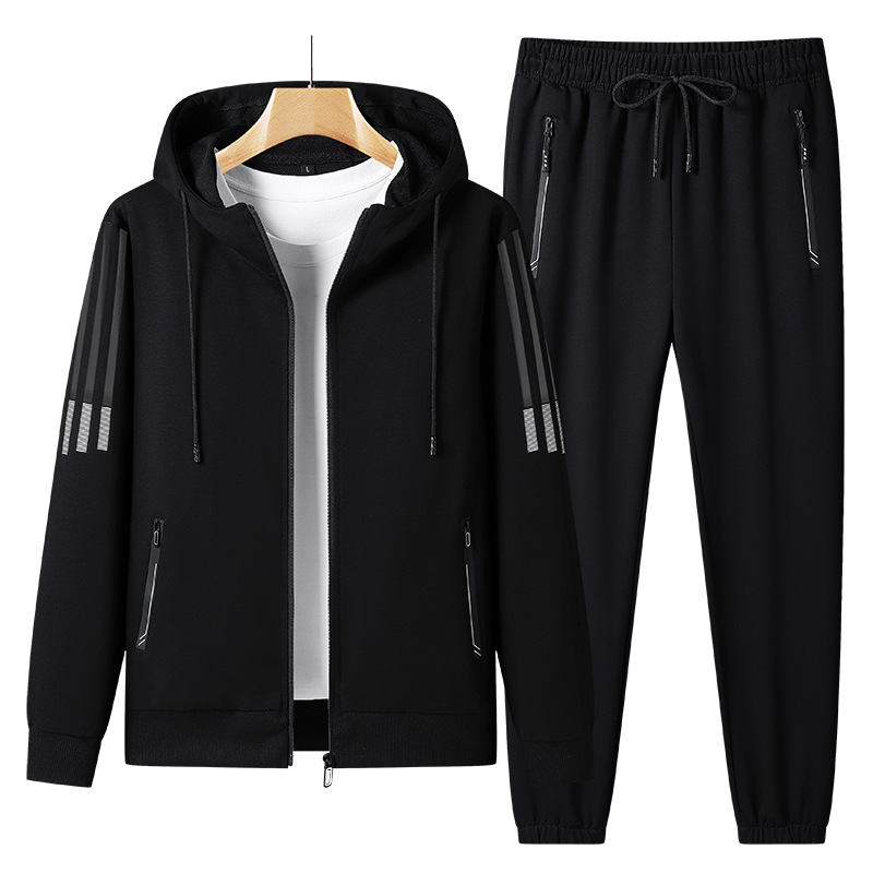 Winter New Zipper Hooded Cardigan Two-Piece Set Men's Sport Suit Men's Sports and Leisure Sweater Sweatpants Suit