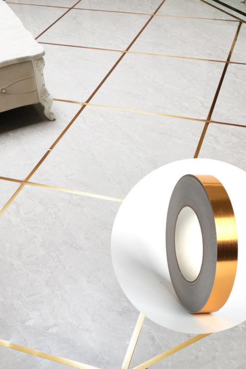 瓷砖美缝贴墙壁纸装饰自粘防水墙纸地砖地面贴地板贴纸砖金箔线条