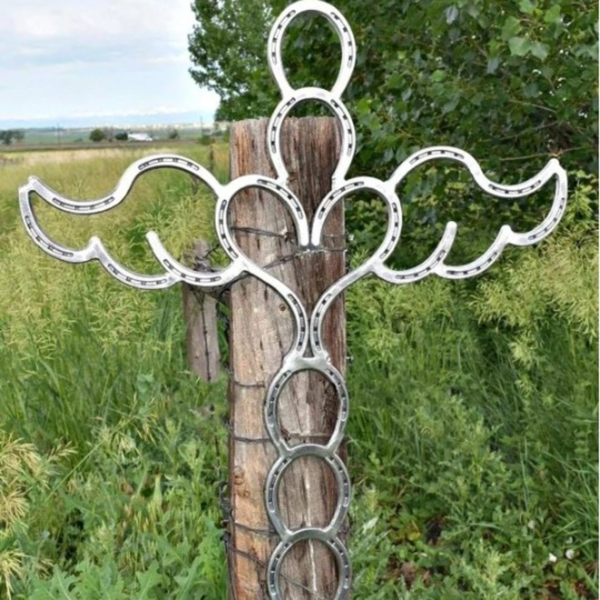 handmade horseshoe angel cross天使马蹄爱心十字架庭院装饰品