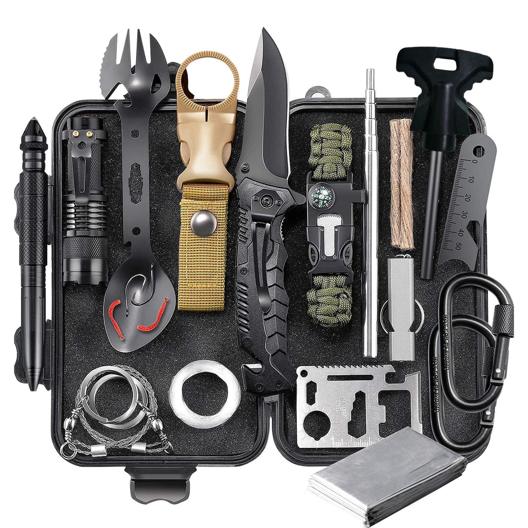 厂家直销户外野营多功能生存工具包 求生手链多功能车载用品套装