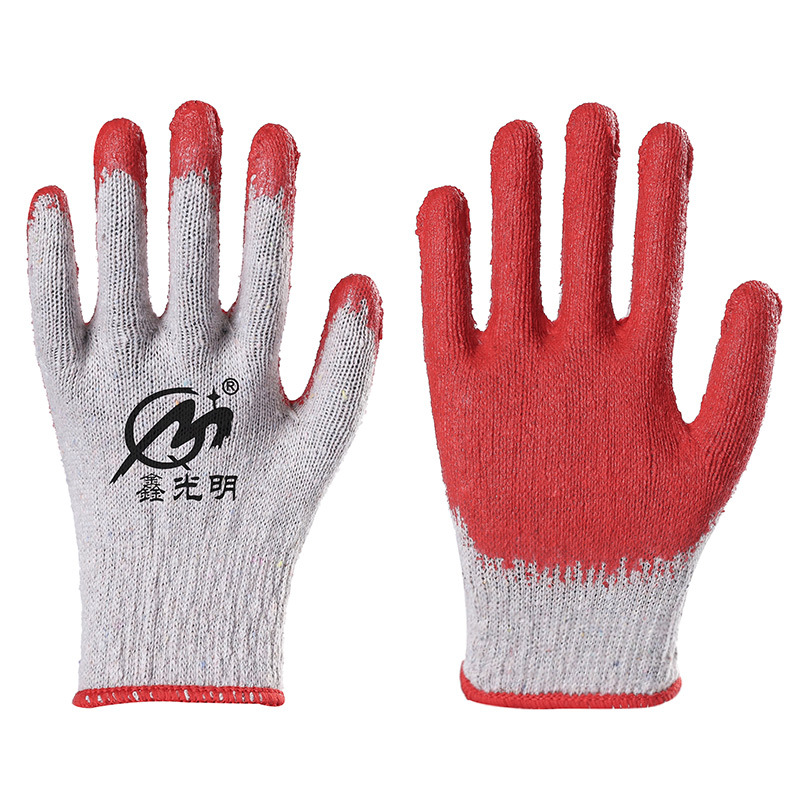 Single Strand Cotton Thread Gloves Adhesive Wear-Resistant Labor Gloves Safety Protection Labor Gloves Non-Slip Safety Gloves