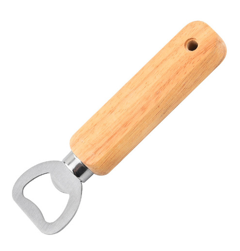 Exclusive for Cross-Border Wooden Handle Bottle Opener Creative Beer Can Openers Household Stainless Steel Bottle Opener