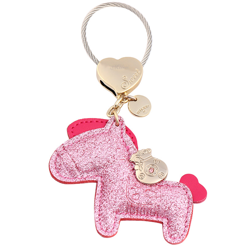 Pony Pendant Leather Car Steel Wire Keychain Female Immediately Rich Cute Cartoon Bag Ornaments Milesi