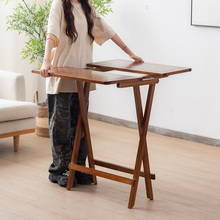实木可折叠桌子餐桌家用圆桌小户型免安装吃饭方桌户外便携摆摊桌