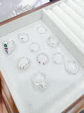 韩国925银色戒指小众厚银素圈戒ins风编织开口戒女时尚个性食指戒