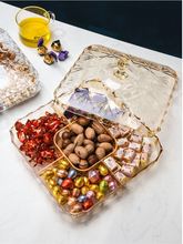 欧式糖果盒分格带盖家用客厅透明创意干果盒零食收纳盒水果盘跨境