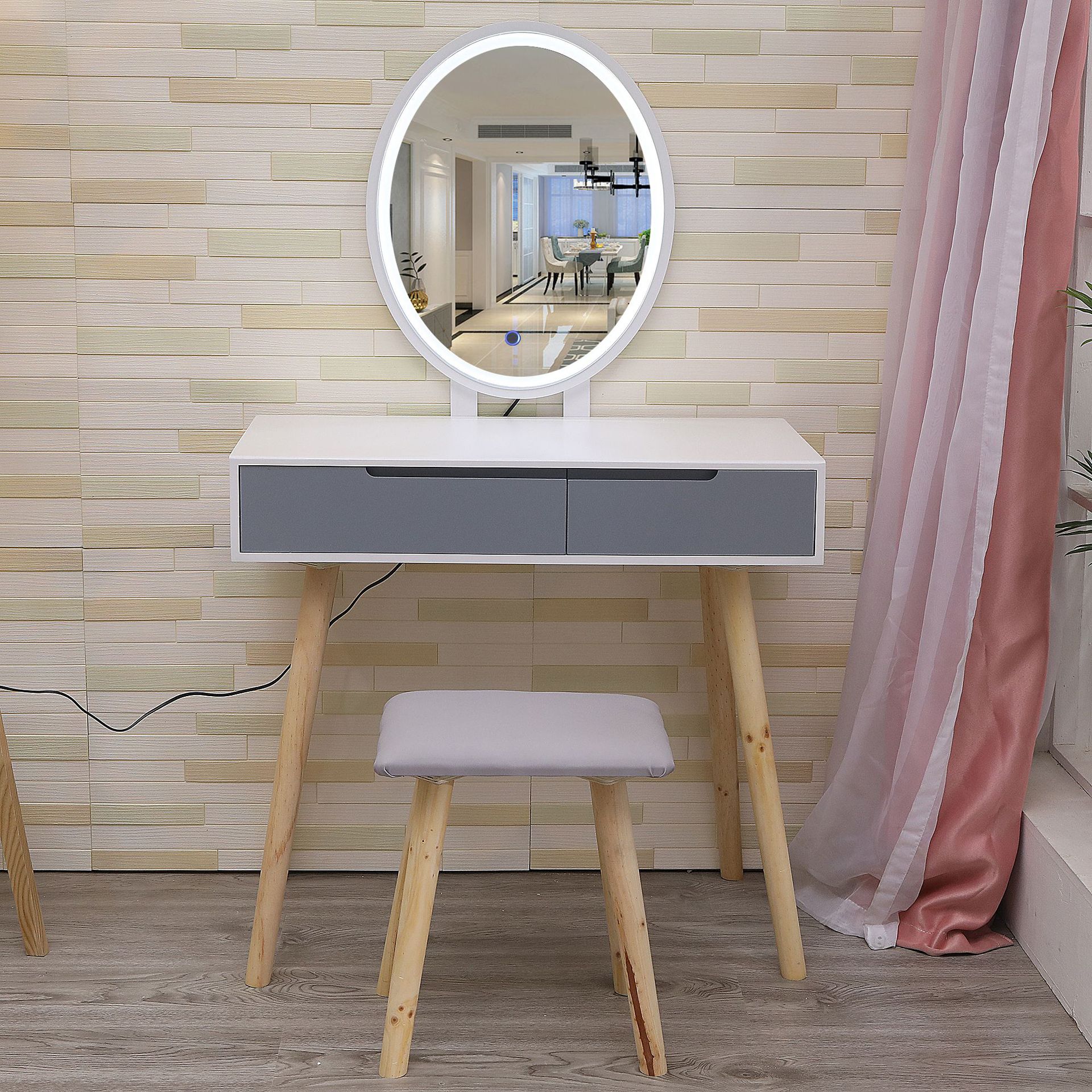 镜子化妆镜便携台式可爱桌面公主镜学生宿舍简约梳妆镜结婚新娘小挂镜