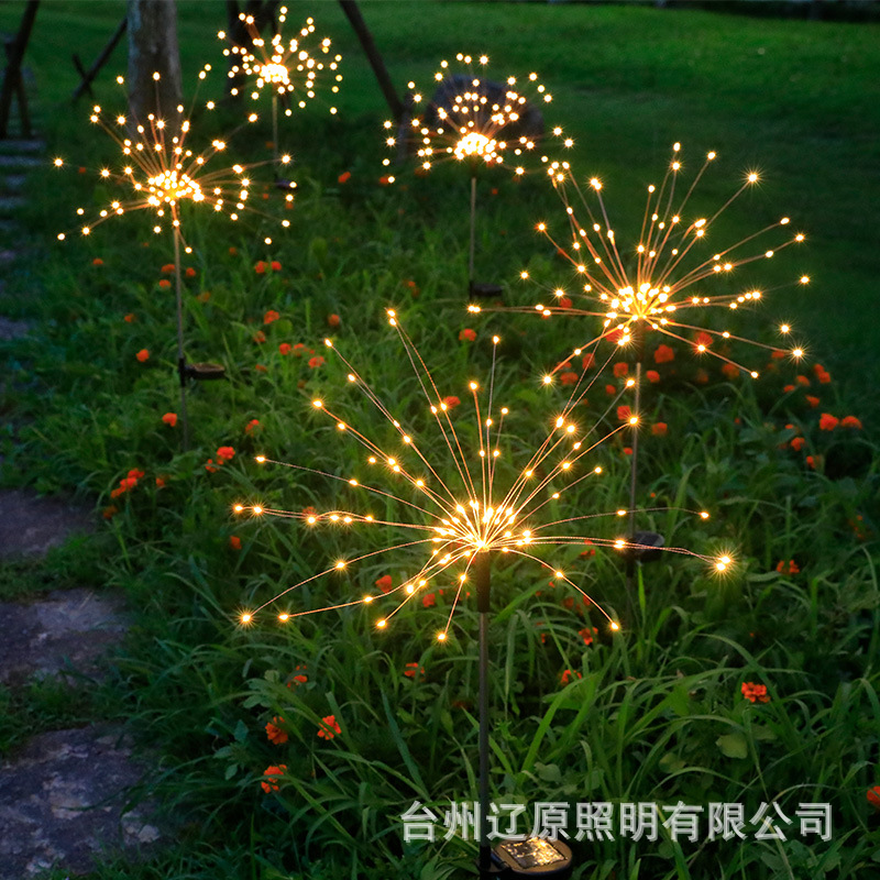 Cross-Border Outdoor 0603led Solar Floor Outlet Fireworks Lamp Dandelion Lamp Holiday Courtyard Lawn Decoration
