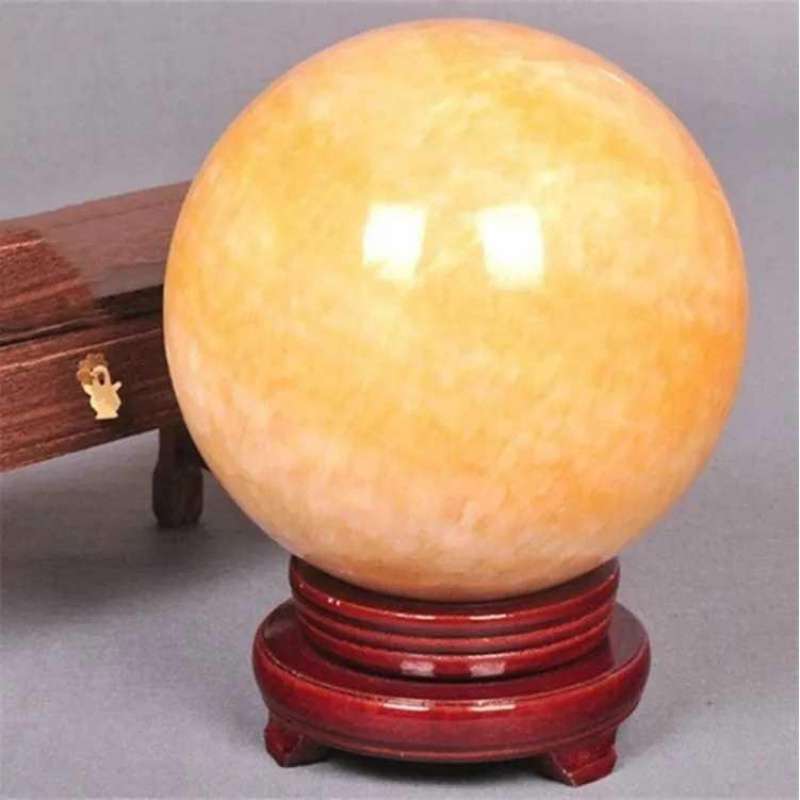 正品黄玉球摆件玉石米黄玉水晶球聚财招财镇宅转运风水球摆件