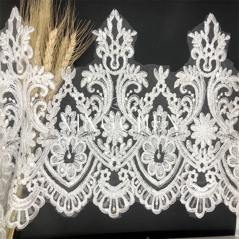 本白车骨蕾丝睫毛花边辅料 婚纱头饰手工diy服装贴花贴片布料宽