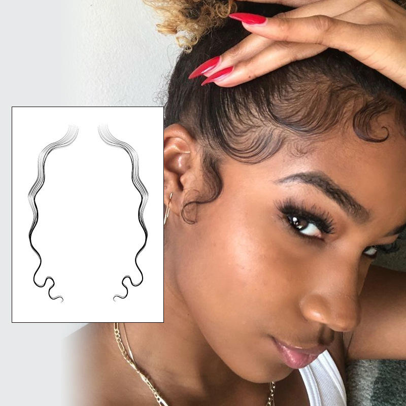 跨境刘海发际线贴防水3d仿生态头发贴亚马逊假发纹身贴hair edge