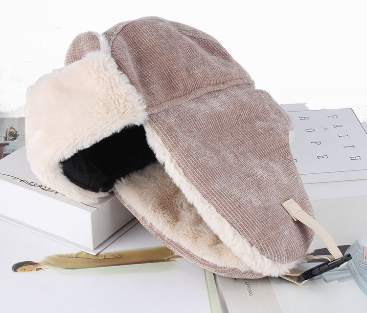 秋冬季条绒雷锋帽带护耳棉帽冬季男女情侣款可爱保暖棉帽骑车帽
