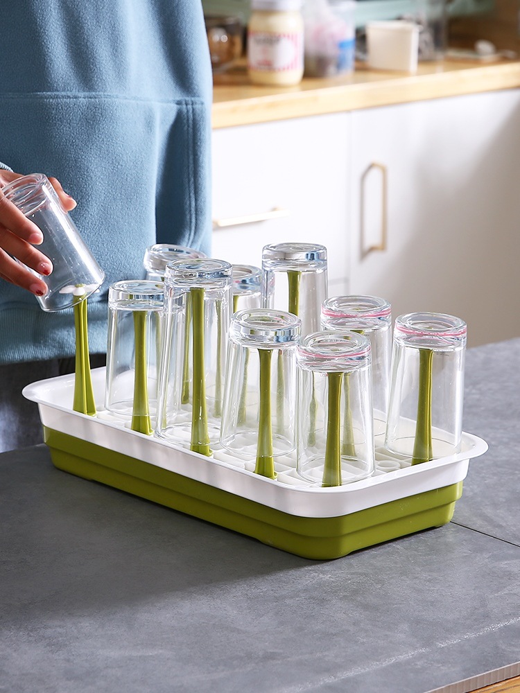 杯子收纳置物架杯架放茶杯的架子创意玻璃杯沥水架托盘水杯挂架厨