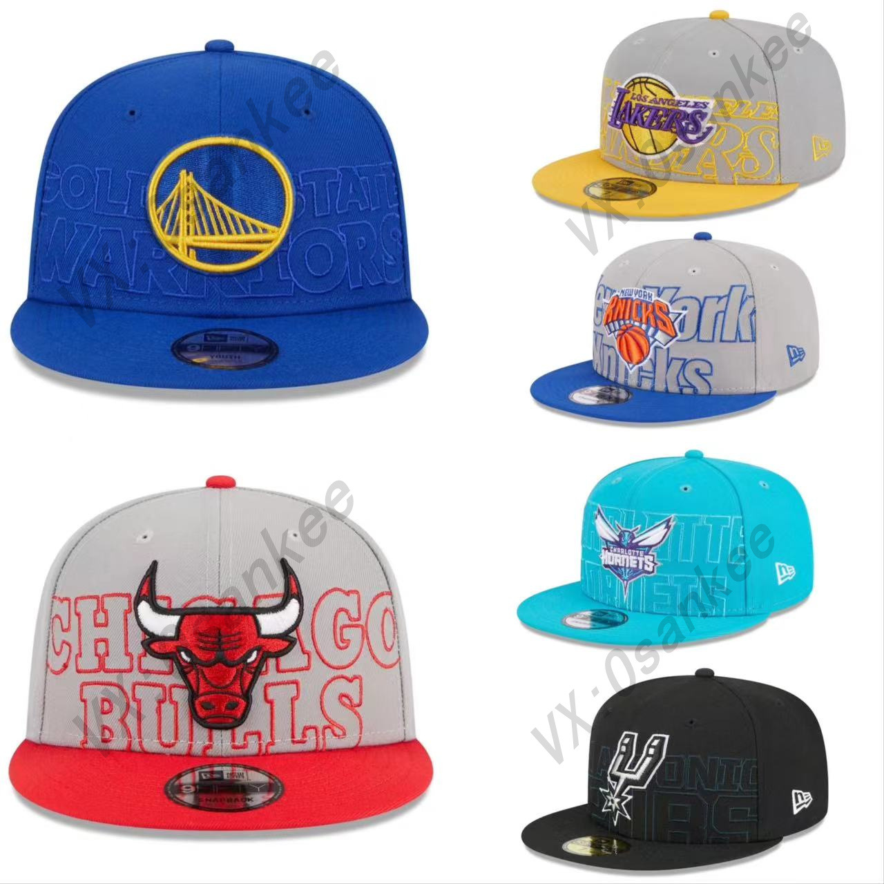 nba赛季新款场上棒球帽公牛勇士热火队可反戴平沿帽