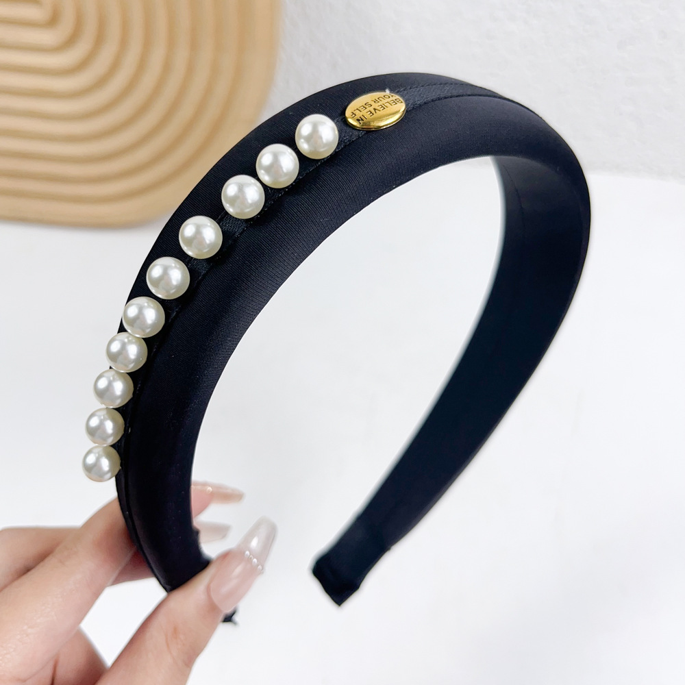 Pearl Headband Female 2024 New Sponge High Skull Top Headdress Hairpin Headband High-End All-Match Elegant Hair Accessories