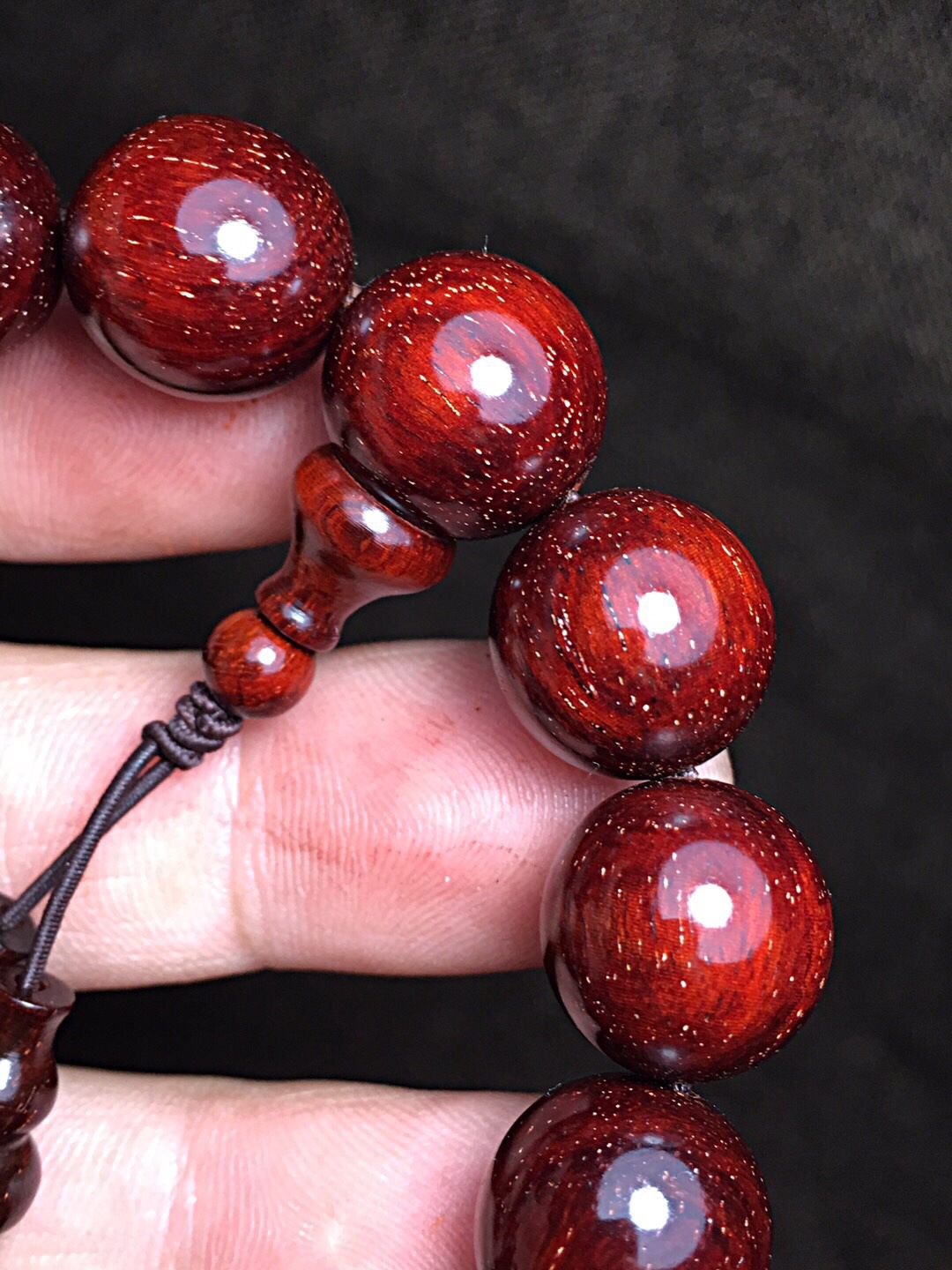 非洲小叶紫檀鸡血红佛珠男女文玩手链老料手串满爆金星念珠