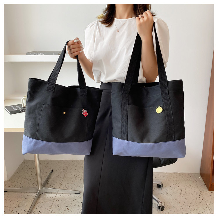 帆布包女手提袋大学生初中小学补习袋大容量单肩包休闲手提布包包