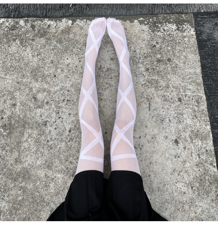 交叉绑带连裤袜子女jk性感黑丝辣妹黑色丝袜批发薄款防勾丝连裤袜