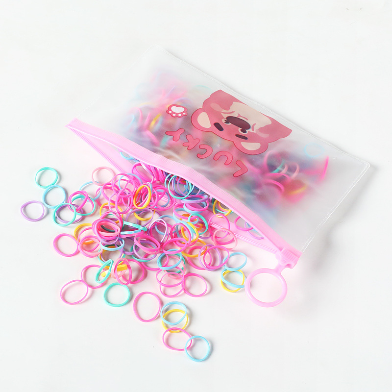 Korean Style High Elastic Children's Disposable Hair Band Hair Bands Strawberry Bear Bags Girls' Colored Rubber Bands