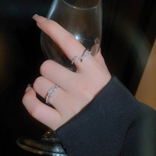 韩版金银两色交叉戒指女冷淡风高级感食指戒轻奢小众精致手饰