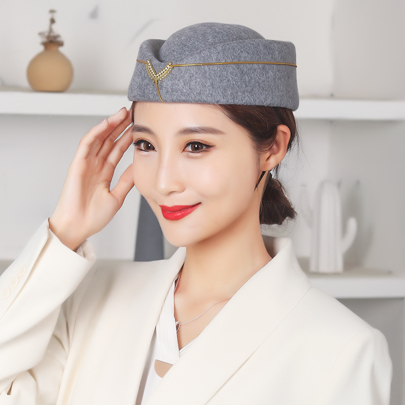 空姐帽子军鼓队帽乐队演出帽礼仪帽酒店帽子舞蹈毛呢贝雷帽舞台帽