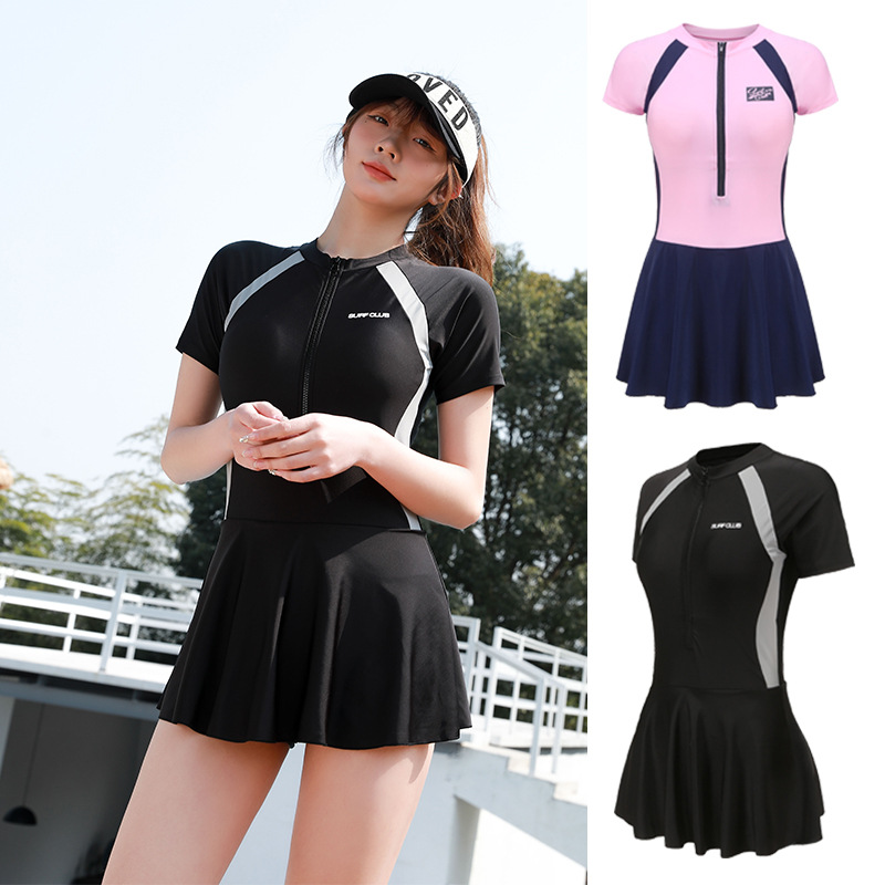 Sports One-Piece Swimsuit Ladies Conservative Women's Slimming plus Size Hot Spring Swimsuit New Skirt Women's Swimsuit Wholesale