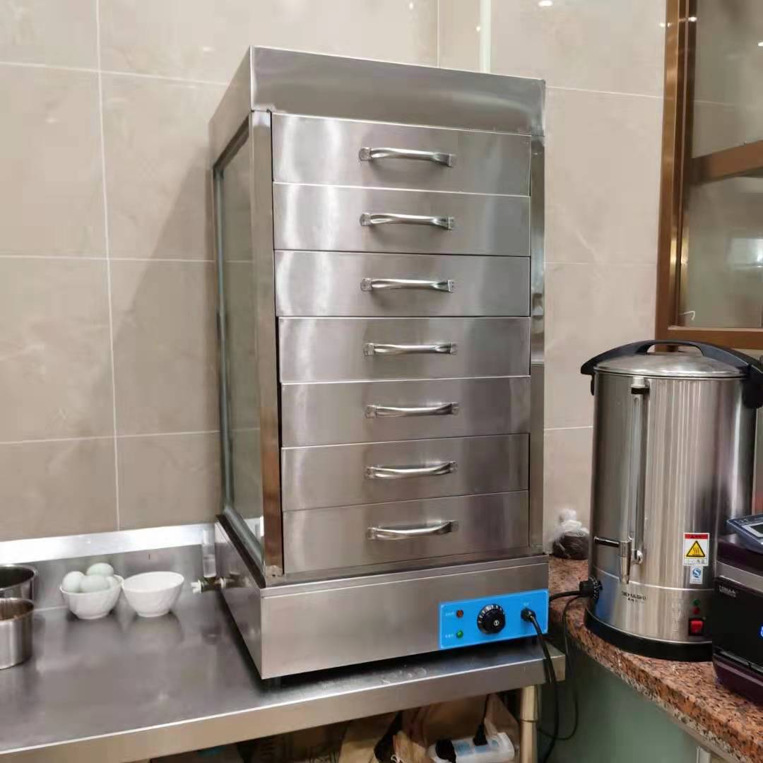 商用小型台式蒸包子机 早餐蒸馒头蒸包子蒸箱 透明玻璃保温展示柜