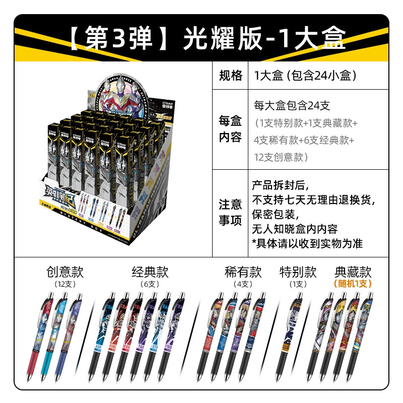 Card Game Ultraman Gel Pen Sixth Bullet Blind Box Pen 4th 5th Bullet Hero Notes Black Gel Ink Pen Pressing Pen Male