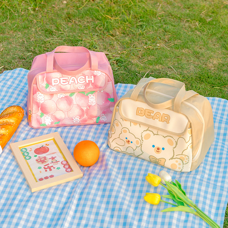 New Lunch Bag Cartoon Oversized Capacity Lunch Box Bag Insulated Bag Outdoor Picnic Portable Lunch Bag Ice Pack