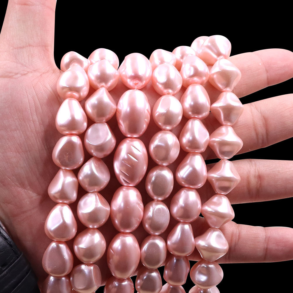 浪漫粉色情迷巴洛克珍珠椭圆水滴不规则变体珠玻璃仿珍珠饰品配件
