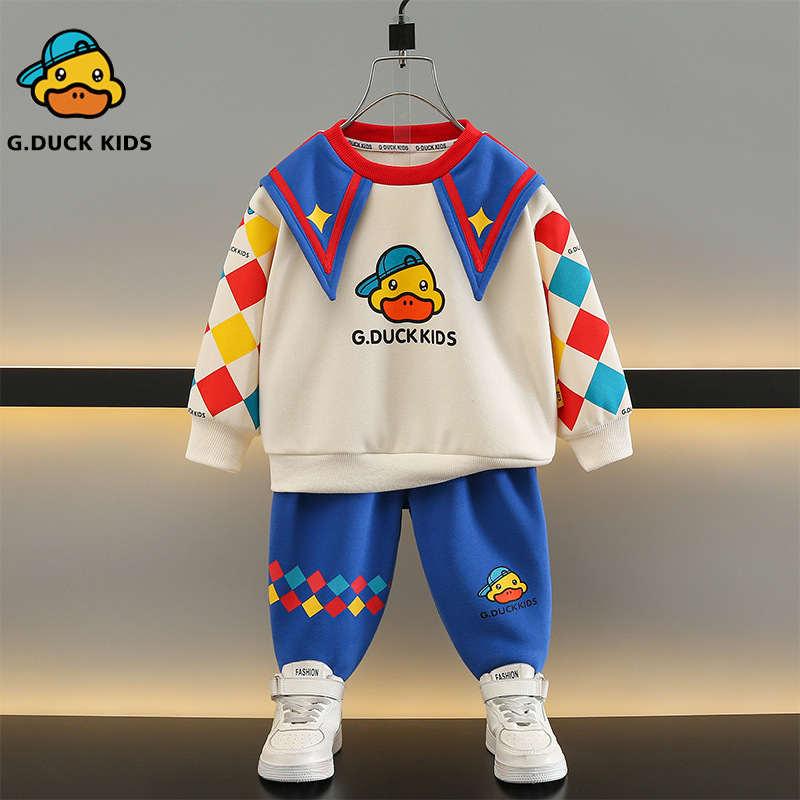 男童春装套装2024新款痞帅儿童卡通衣服宝宝春秋款炸街两件套套装