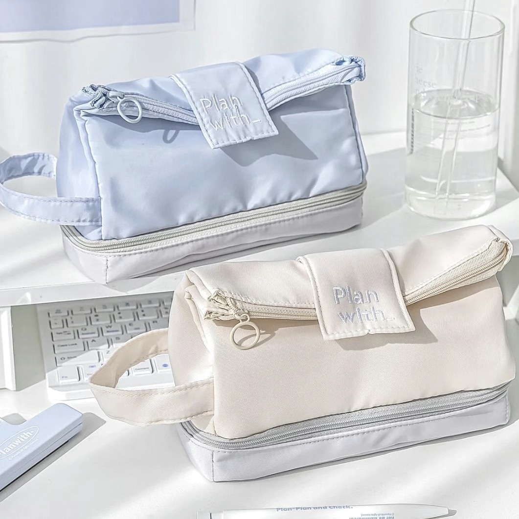 双层笔袋大容量流行中学生文具笔袋高颜值铅笔盒袋创意网红铅笔袋