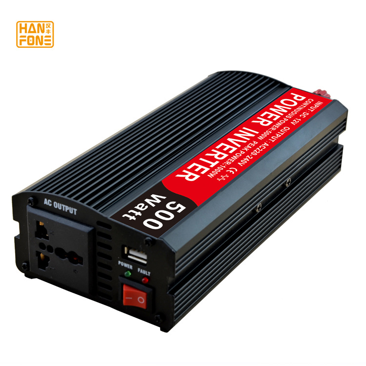 厂家现货批发修正弦波12v 24v转110v 220v 500w 多功能车载逆变器