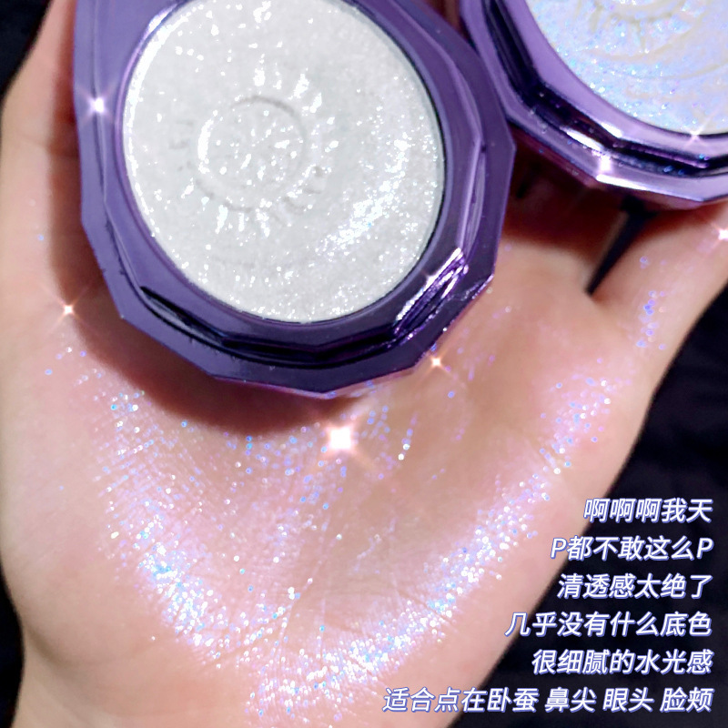 Xixi Luxury Purple Diamond Highlight Powder Face Brightening Mashed Potatoes Highlight Repair Makeup Palette Delicate Soft Glutinous No Falling out