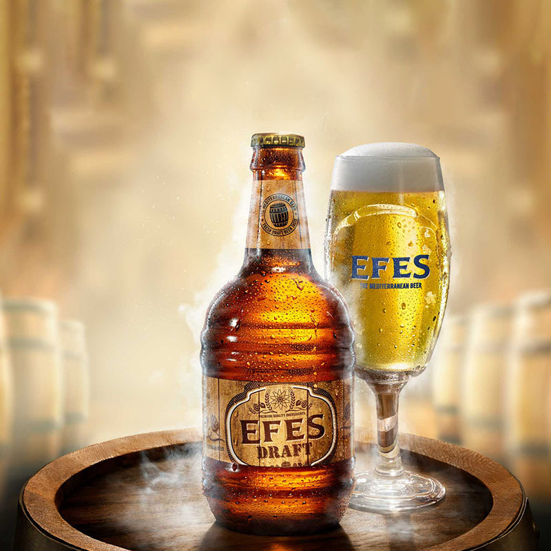 土耳其进口旋盖efes艾菲啤酒纯生生啤系列500毫升12瓶装整箱年货