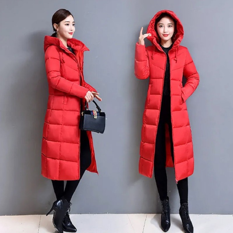 外贸羽绒棉服女中长款冬季2025新款棉衣过膝长款加厚修身外套批发